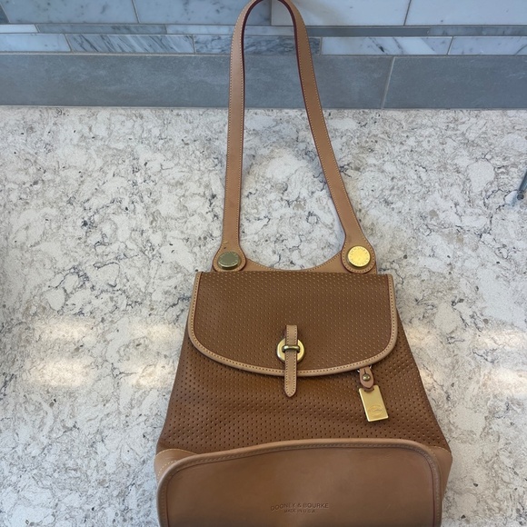 Vintage Dooney & Bourke Brown push lock  Shoulder Bag - Picture 2 of 14